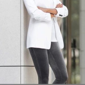 SPANX Silver Chrome Velvet Leggings Size M